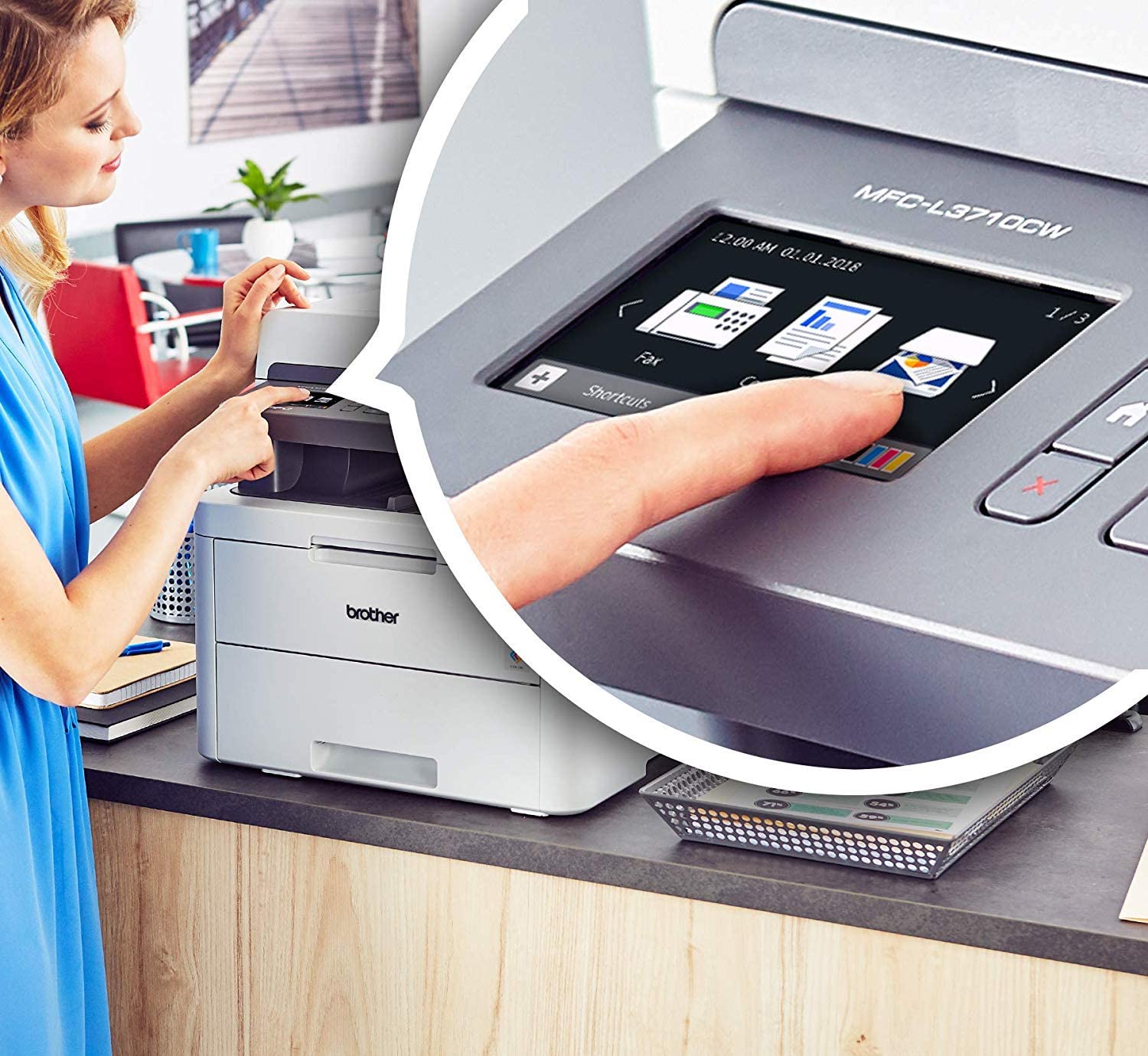 Brother MFC-L3710CW Compact Digital Color All-in-One Printer Providing Laser Printer Quality Results with Wireless,  Dash Replenishment Ready, White - Image 4